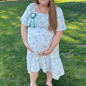 Pinkblush Floral Blue and White Dress